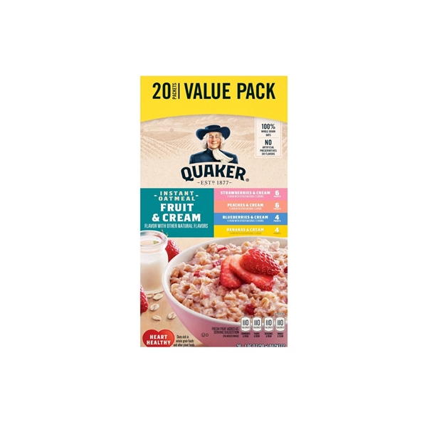  Yến mạch Quaker Instant Oatmeal, Fruit & Cream 8.4Oz 240g 