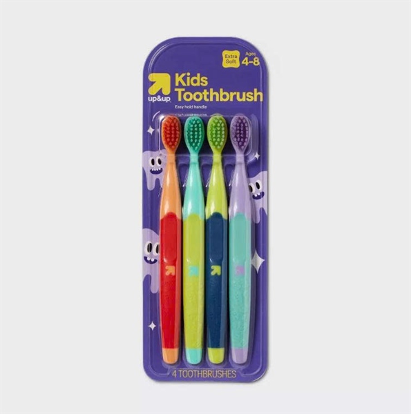  Set 4 bàn chải Up&Up Kids' Toothbrush Ages 4-8 Colorful Extra Soft 