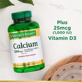  Viên uống bổ sung Nature's Bounty Calcium 1200mg Plus Vitamin D3 25mcg 120 viên 