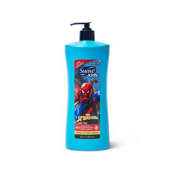  Sữa tắm gội xả cho bé Suave Kids Natural 3-in-1 Shampoo, Conditioner, Body Wash - Fresh Spider-Sense 28Oz 828ml 
