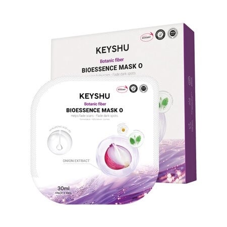  NK - Hộp 10 miếng mặt nạ Keyshu hành tím cấp ẩm mờ thâm Botanic Fiber Bioessence Mask O 