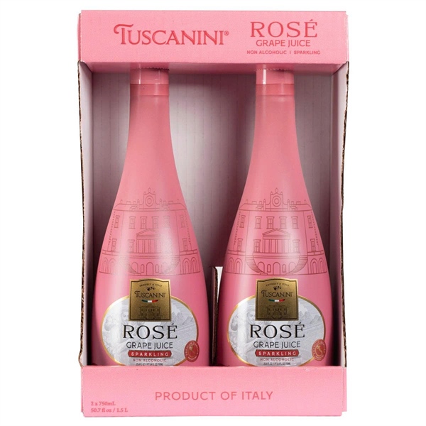  NK - Set 2 chai nước uống nho ép Tuscanini Rose Grape Juice Parkling 750ml 