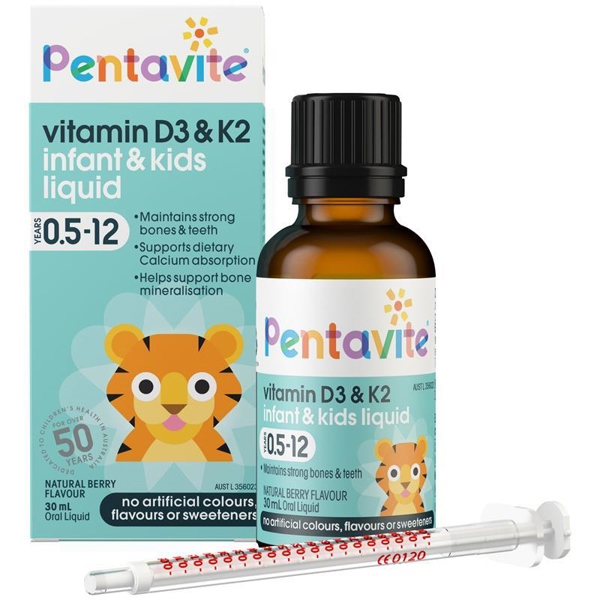  (Úc) Siro bổ sung Vitamin D3K2 cho bé Pentavite Vitamin D3 & K2 Infant & Kids Liquid 30mL 