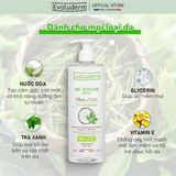  NK - Gel tắm thiên nhiên thuần chay Evoluderm Detox Shower Gel Coconut Water & Green Tea Extract Moisturizes & Refreshes 500ml 
