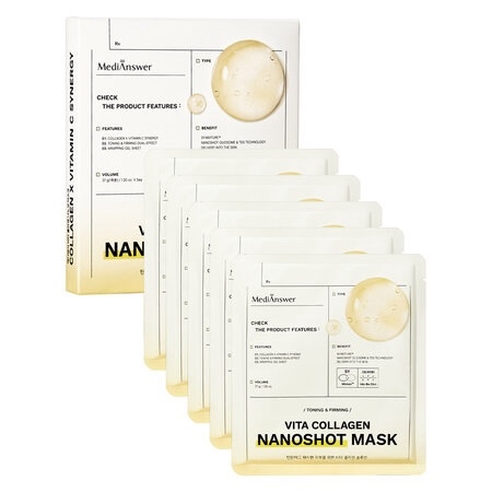  NK - Hộp 5 miếng mặt nạ làm sáng da chống lão hóa MediAnswer Vita Collagen Nanoshot Mask 