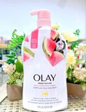  NK - Sữa tắm Olay Fresh Outlast Body Wash Notes of Watermelon & Agave 24HR Fresh Vibes 975mL 33Oz 
