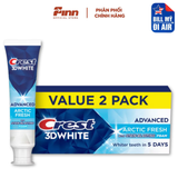  Set 2 kem đánh răng Crest 3D White Advanced With Stain-Blasting Foam Arctic Fresh 6.6Oz 187g 