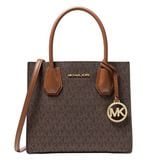 Túi MK Mercer Medium Logo and Leather Accordion Crossbody Bag Color BROWN 35S1GM9M2B 
