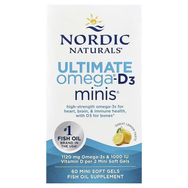  Viên uống bổ sung Omega-D3 Nordic Naturals Ultimate Omega Minis 1120mg + 1000IU Vitamin D 60 viên 
