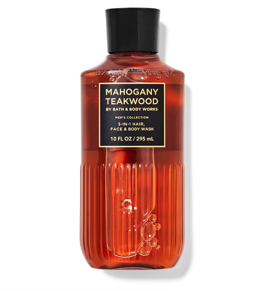  Gel tắm cho nam BBW The Men's Shop Mahogany Teakwood 3-in-1 Hair, Face and Body Wash 10Oz 295ml 