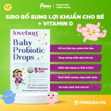  Siro bổ sung lợi khuẩn cho bé LoveBug Probiotics Baby Probiotic Drops with Vitamin D 0.34Oz 10ml 