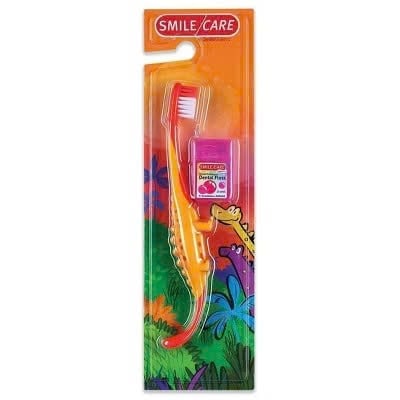  Bàn chải SmileMakers Toothbrush & Floss Kit Orange Dinosaur 