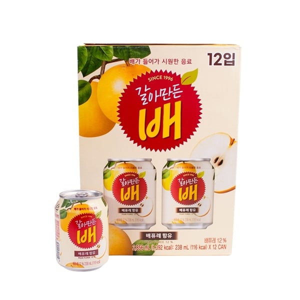  (S01/27) NK - Hộp 12 lon nước trái lê nghiền Crushed Pear Haitai 238ml 