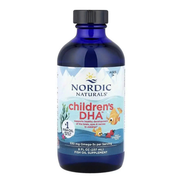  NK - Thực phẩm bổ sung Omega3 cho bé trên 1 tuổi dạng siro hương dâu Nordic Naturals Children's DHA 530mg 8Oz 237ml 