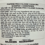  NK - Dầu gội và xả Pantene Pro-V Classic Clean 2in1 355ml 