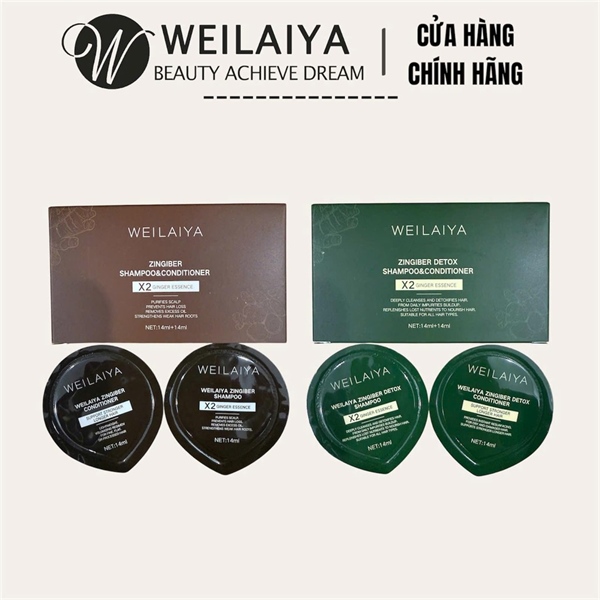  Set gội xả gừng thảo mộc weilaiya Zingiber Shampoo&Conditiner 14ml 