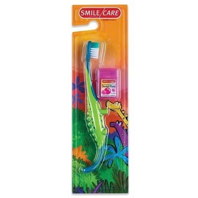  Bàn chải SmileMakers Toothbrush & Floss Kit Green Dinosaur 
