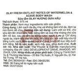  NK - Sữa tắm Olay Fresh Outlast Body Wash Notes of Watermelon & Agave 24HR Fresh Vibes 975mL 33Oz 