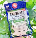  (SNL) Muối tắm ngâm bồn Dr Teal's Relax & Relief Eucalyptus & Spearmint Pure Epsom Bath Salt 1.36kg 