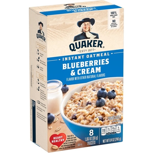  Yến mạch Quaker Instant Oatmeal Blueberries & Cream 8.4Oz 240g 
