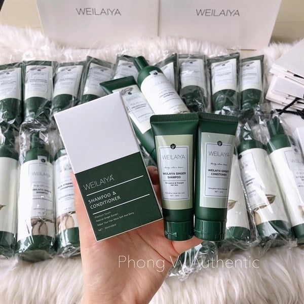  NK - Set dầu gội và dầu xả gừng Hà Thủ Ô Weilaiya Zingiber 20ml + 20mL 