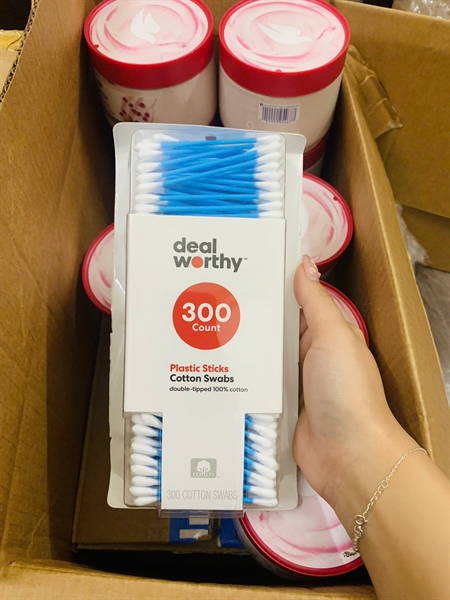  Tăm bông Dealworthy Cotton Swabs Plastic Stick 300 cây 