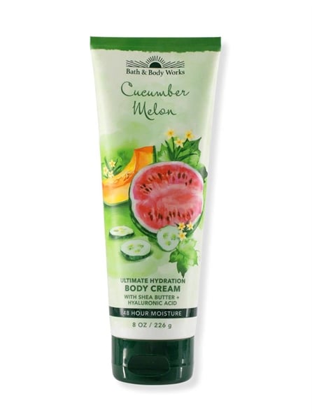  Kem dưỡng ẩm toàn thân hương dưa gang, chanh leo, dưa hoàng kim BBW Cucumber Melon Body Cream 8Oz 226g 