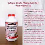 NK - Viên uống bổ sung Kirkland Calcium Citrate Magnesium And Zinc 500 viên 