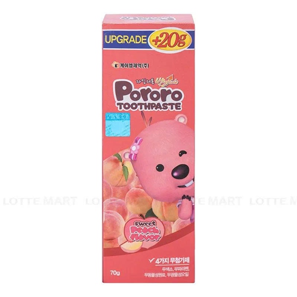  NK - Kem đánh răng cho bé Pororo Toothpaste Peach Flavor vị đào 70g 