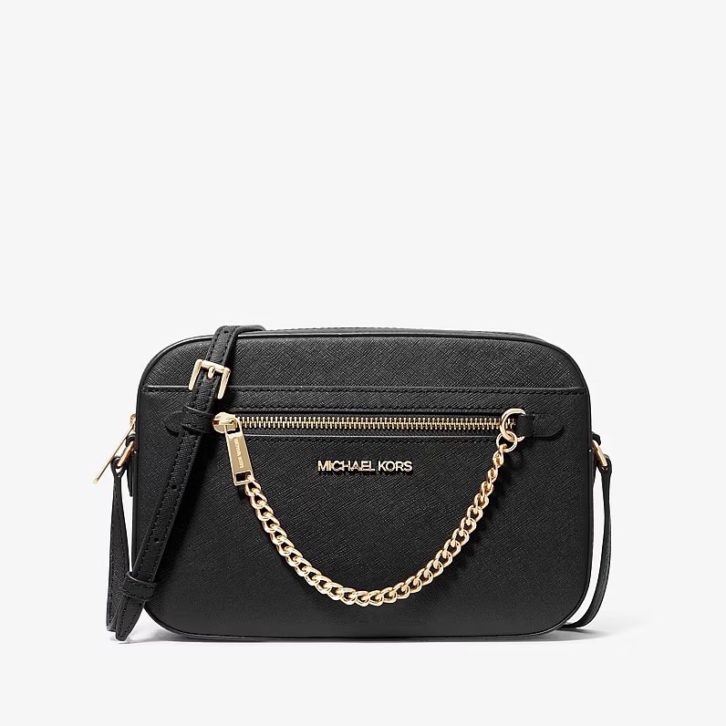  Túi MK Jet Set Large Saffiano Leather Crossbody Bag Color BLACK 35S1GTTC7L 