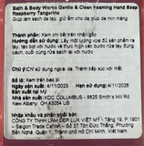  NK - Nước rửa tay dạng bọt BBW Gentle & Clean Foaming Hand Soap Raspberry Tangerine 8.75Oz 259ml 