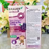  NK - Siro hỗ trợ giảm ho, sổ mũi do cảm lạnh Brauer Sambucus Black Elderberry Cold & Flu Forte 100ml 
