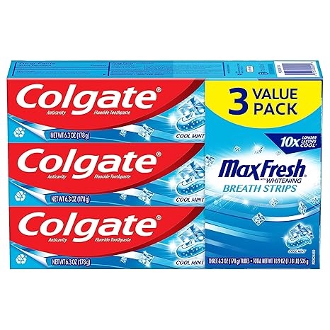  Set 3 kem đánh răng Colgate Max Fresh with Whitening Breath Strips Cool Mint 3 Pack 18.9Oz 535g 