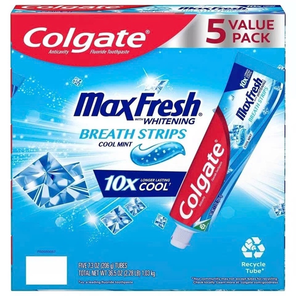  Set 5 tuýp kem đánh răng Colgate MaxFresh Toothpaste Cool Mint 7.3Oz 206g 