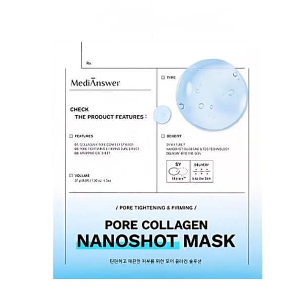  NK - Hộp 5 miếng mặt nạ thu nhỏ lỗ chân lông MediAnswer Pore Collagen Nanoshot Mask 