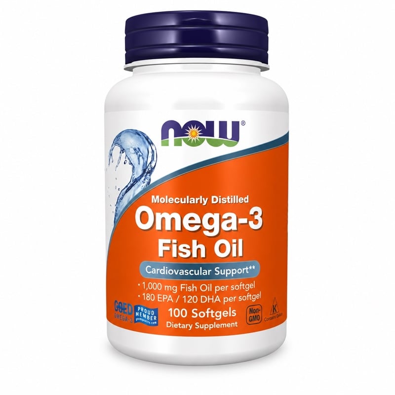  Viên uống dầu cá Now Molecularly Distilled Omega-3 1000mg Fish Oil 180 EPA / 120 DHA 100 viên 