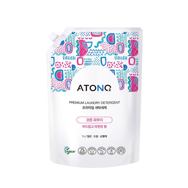  NK - Nước giặt đậm đặc thuần chay cao cấp Atono2 hương Cotton Powder cho bé từ 0M+ 1000ml dạng túi 