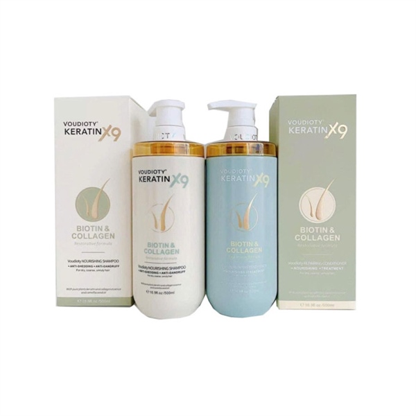  NK - Set gội xả siêu phục hồi, dưỡng ẩm Voudioty KeratinX9 Biotin&Collagen 16.9Oz 500ml 