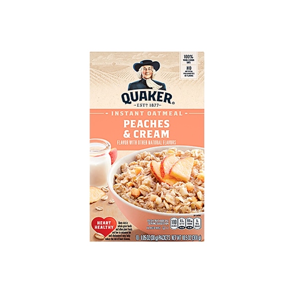  Yến mạch Quaker Instant Oatmeal, Peaches & Cream 8.4Oz 240g 
