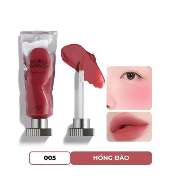  NK - Son Kem Muzigae Mansion Objet Liquid Thuần Chay màu 005 Hồng đào Stunning 6ml 