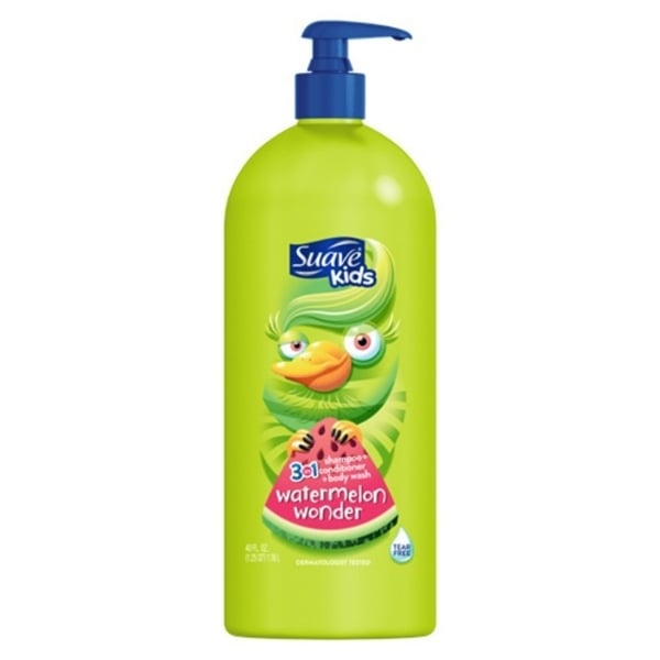  NK - Sữa tắm gội xả cho bé Suave Kids Natural 3-in-1 Shampoo, Conditioner, Body Wash - Watermelon Wonder - 40Oz 1.18l 