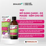  CTY - Siro bổ sung Canxi, Magie, Kẽm Brauer Kids Liquid Calcium with Magnesium & Zinc 200ml 