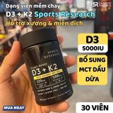  Viên uống bổ sung D3 + K2 thuần chay Sports Research Vegan Vitamin D3 + K2 5000 IU / 100 mcg 30 viên 
