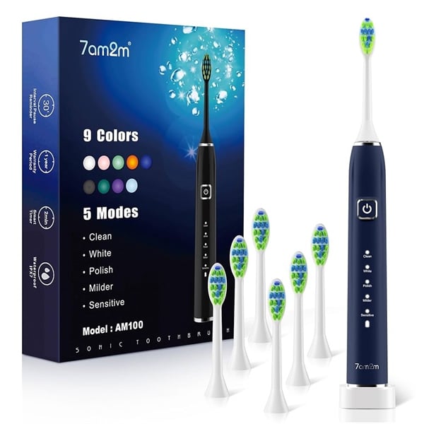  Bàn chải điện 7AM2M Sonic Electric Toothbrush with 6 Brush Heads Color Navy Blue 