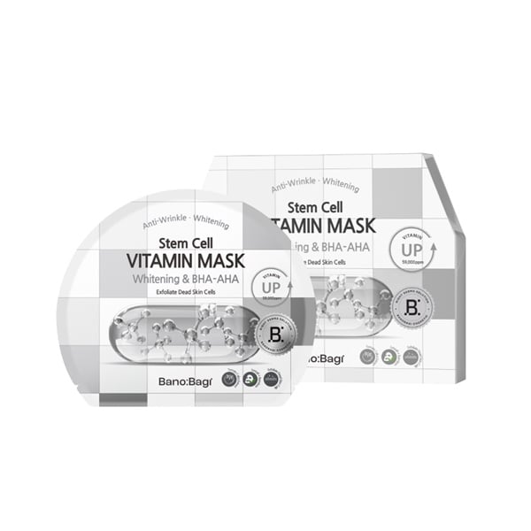  NK - Hộp 10 miếng mặt nạ dưỡng trắng tẩy da chết Banobagi Stem Cell Vitamin Mask Whitening & BHA-AHA 