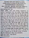  NK - Lăn khử mùi Secret Outlast Sweat & Odor Antiperspirant Deodorant Clear Gel Completely Clean 72HR Protection 2.6 Oz 73g 