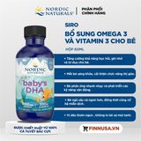  NK - Siro bổ sung Omega 3, Vitamin D3 phát triển trí não cho bé sơ sinh Nordic Naturals Baby's DHA Liquid with Dropper 1050mg 2Oz 60ml 