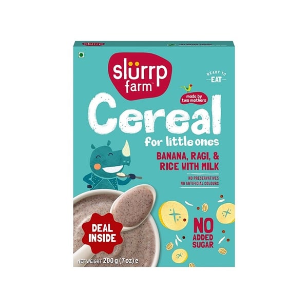  (SALE-T6/26) Bột ăn dặm Slurrp Farm Cereal Ragi, Rice and Banana with Milk 7.05Oz 200g 
