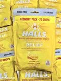  Kẹo ngậm ho Halls Cough & Throat Relief Honey Lemon 70 viên 