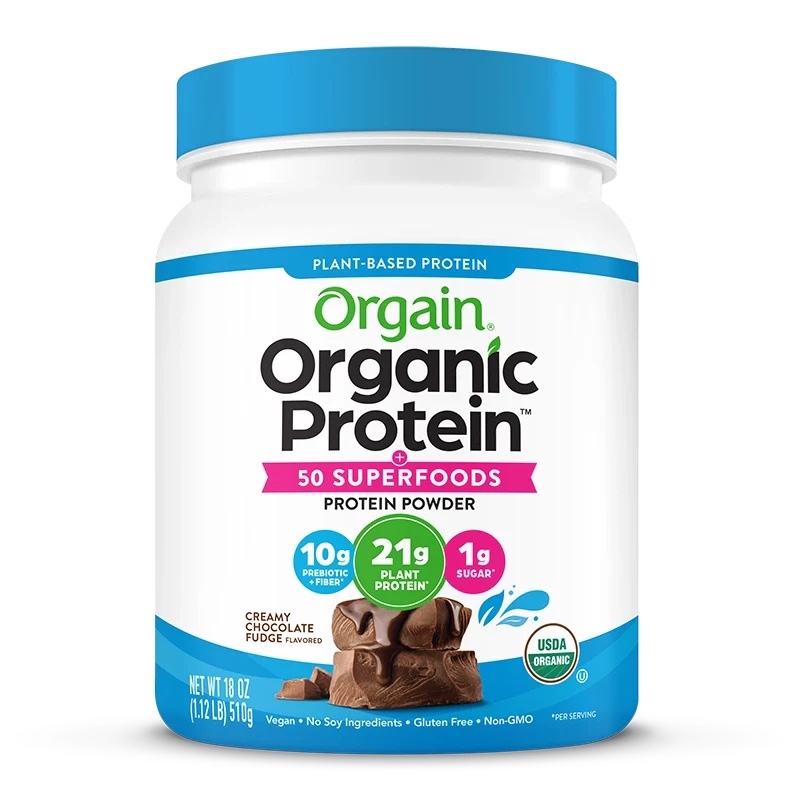  Bột bổ sung Orgain Organic Protein + Superfoods Powder, Creamy Chocolate Fudge 1g Sugar 18Oz 510g 